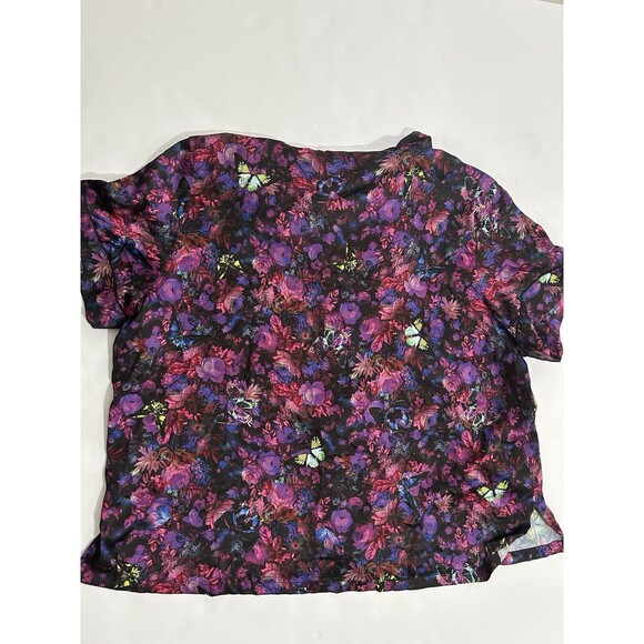 Victorias Secret Satin Notch Pajama Top Womens Large Floral Butterfly 2XL - Picture 5 of 6